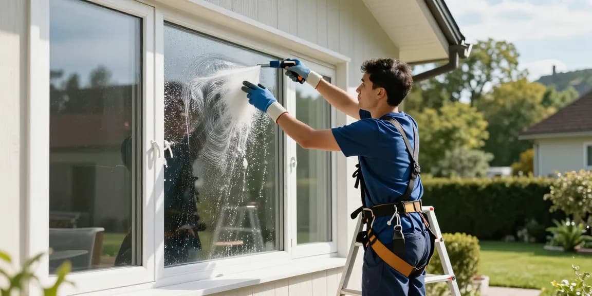 Professional window cleaning in Bern, showcasing sparkling results and expert service.