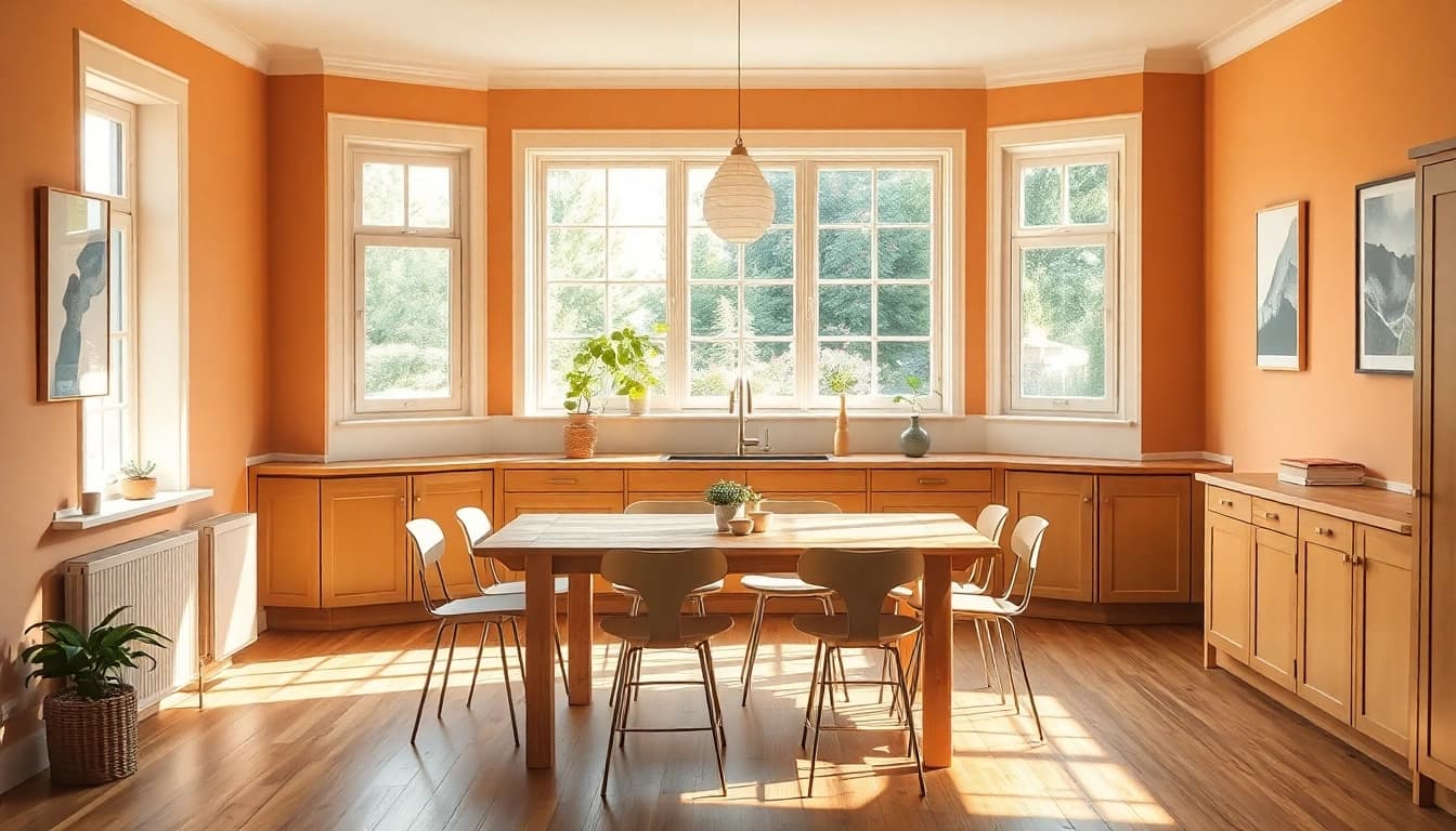 Moderne Wohnküche nach erfolgreicher Hausrenovierung mit warmem Licht und einladender Atmosphäre.