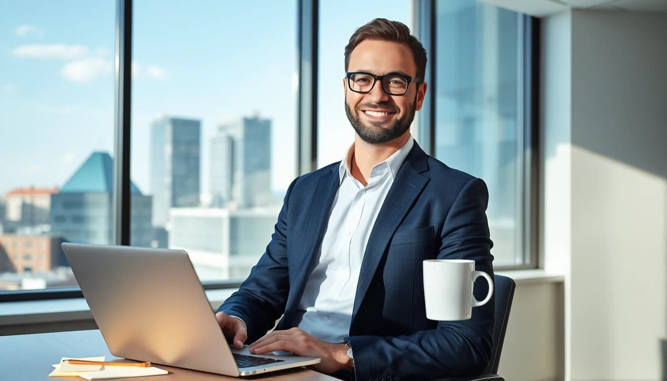 Headhunter Wolfsburg in modernem Büro mit Laptop und kreativen Materialien