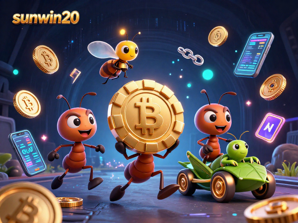 Engage with the thrilling world of sunwin20 as ants execute a heist featuring golden poker chips amidst crypto assets.