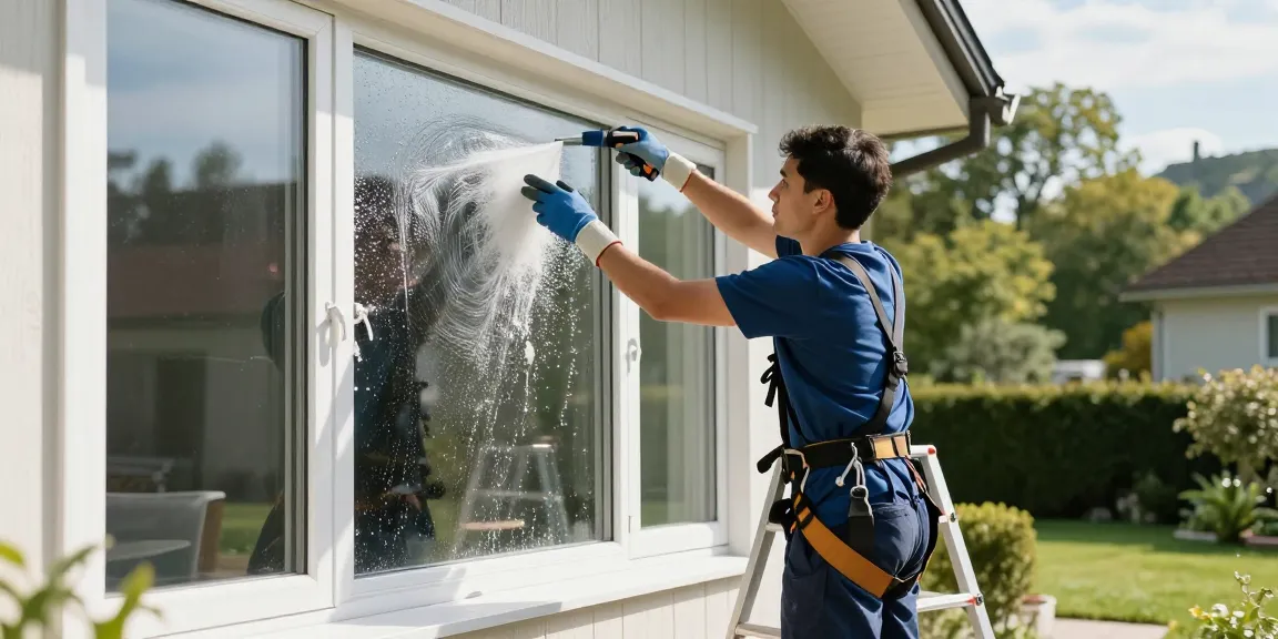 Professional window cleaning in Bern, showcasing sparkling results and expert service.