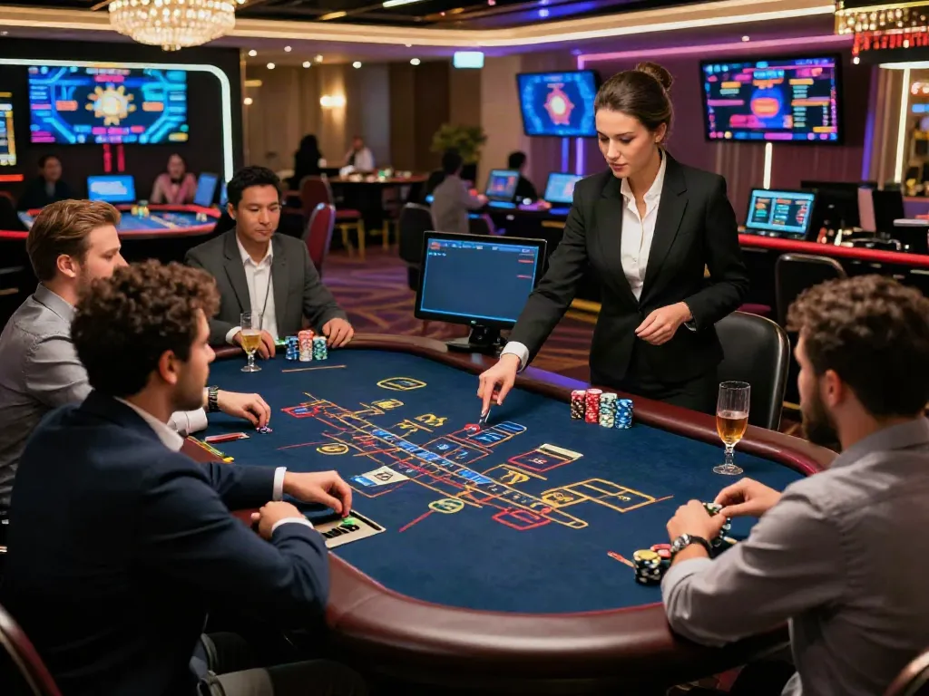 Players engaged in an exciting live Baccarat game online at Xo88 casino, showcasing a vibrant and immersive gaming atmosphere.