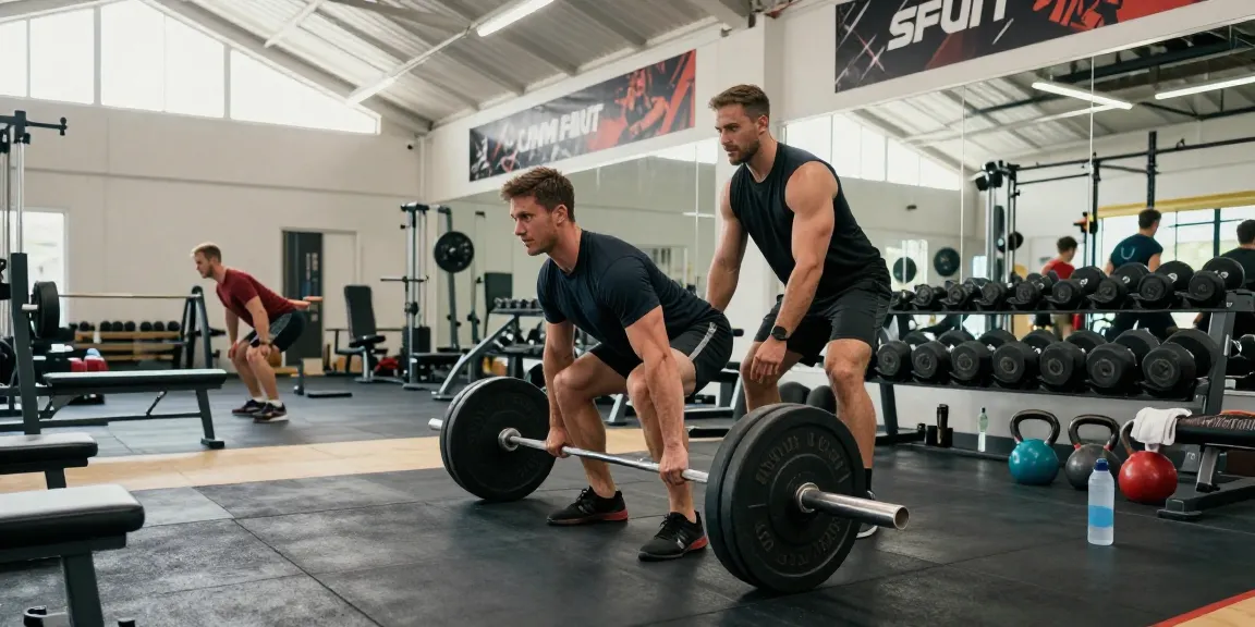 Kraftsportler, der Kraft zeigt, während er Gewichte im Steroidshop-Fitnessstudio hebt.