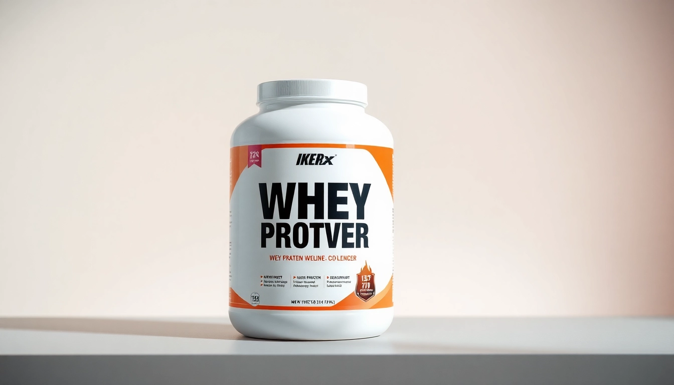 Hochwertiges Whey Proteinpulver in einem stilvollen Behälter, das die beste Auswahl für bestes whey protein symbolisiert.