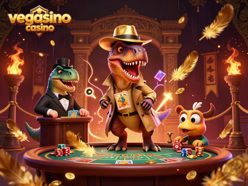 Play exciting games at vegasino casino featuring a clever velociraptor counter.