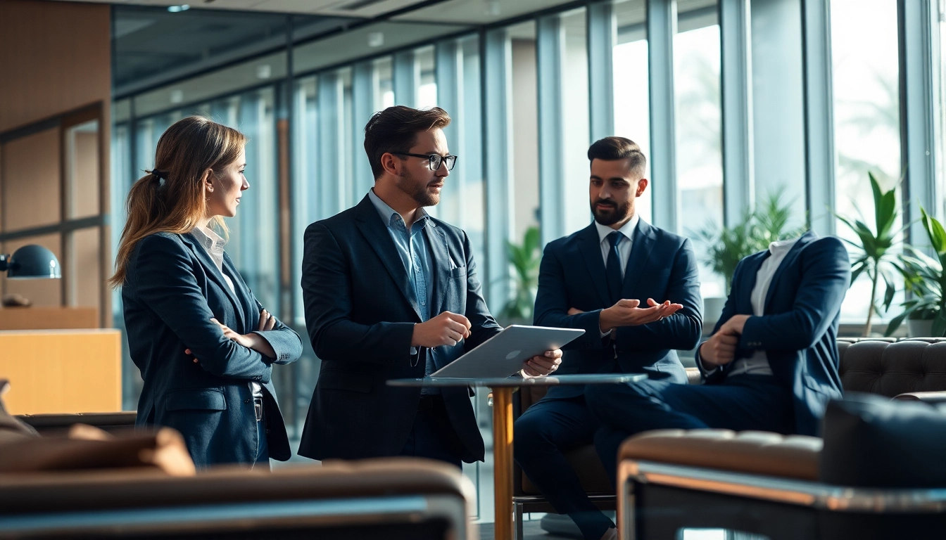 Headhunter Ingenieure in einem modernen Büro, die innovative Rekrutierungsstrategien diskutieren.