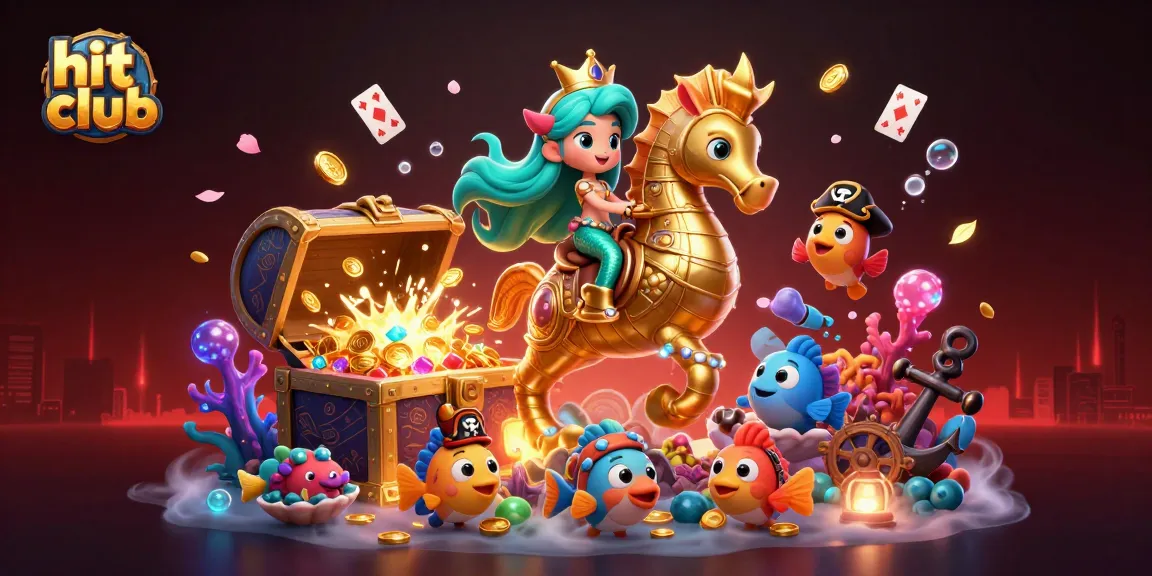 Experience the excitement of hit club with 3D mermaid characters and dynamic casino elements in an immersive scene.