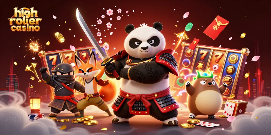 Experience high roller casino excitement with dynamic cartoon characters and vibrant gaming elements.