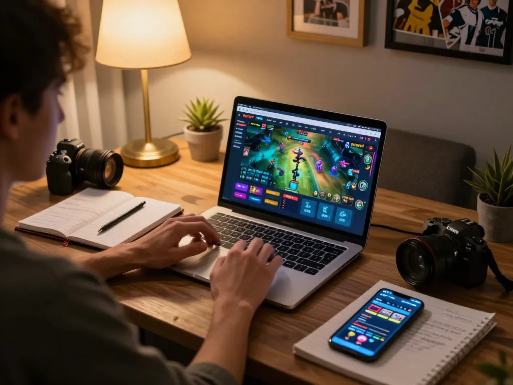 Engaged player enjoying RIKVIP online gaming experience in comfortable home setting.