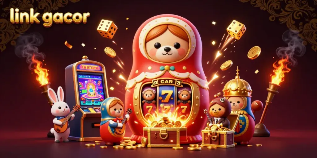 Experience the thrill of winning with link gacor slots through vibrant casino-themed 3D illustration.