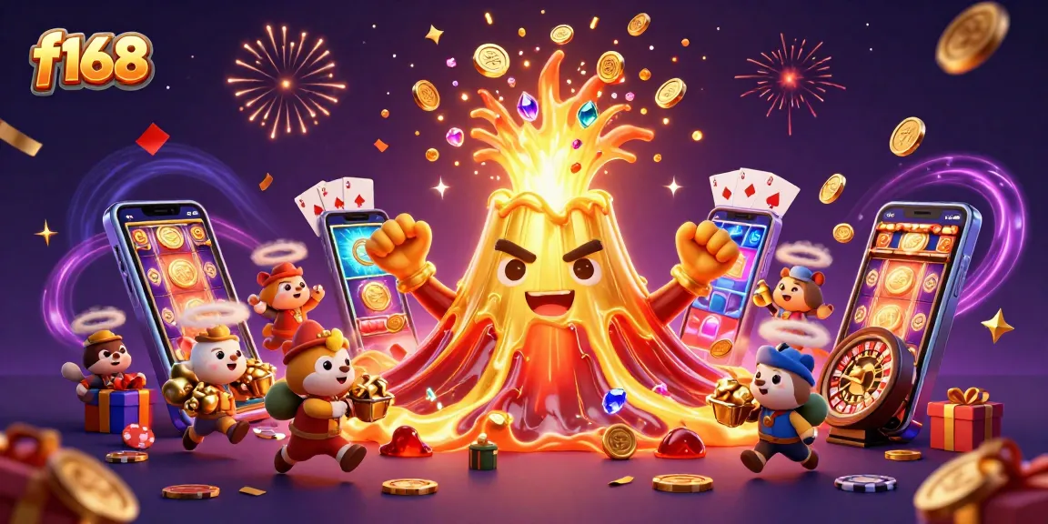 F168 players enter a vibrant casino world with golden coins and thrilling slot games.