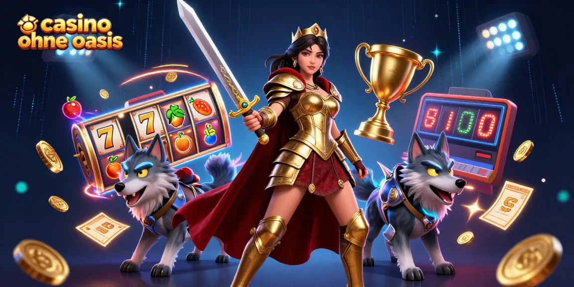 Experience thrilling gameplay in a vibrant casino ohne oasis setting with dynamic slot elements and a heroic character.