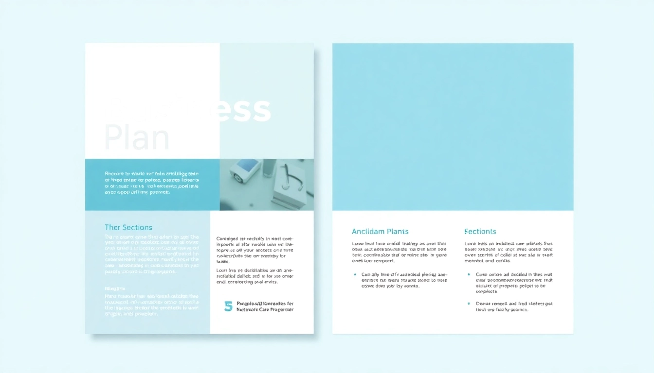 Visualize a structured business plan for die gründung ambulanter pflegedienst businessplan with organized content sections.