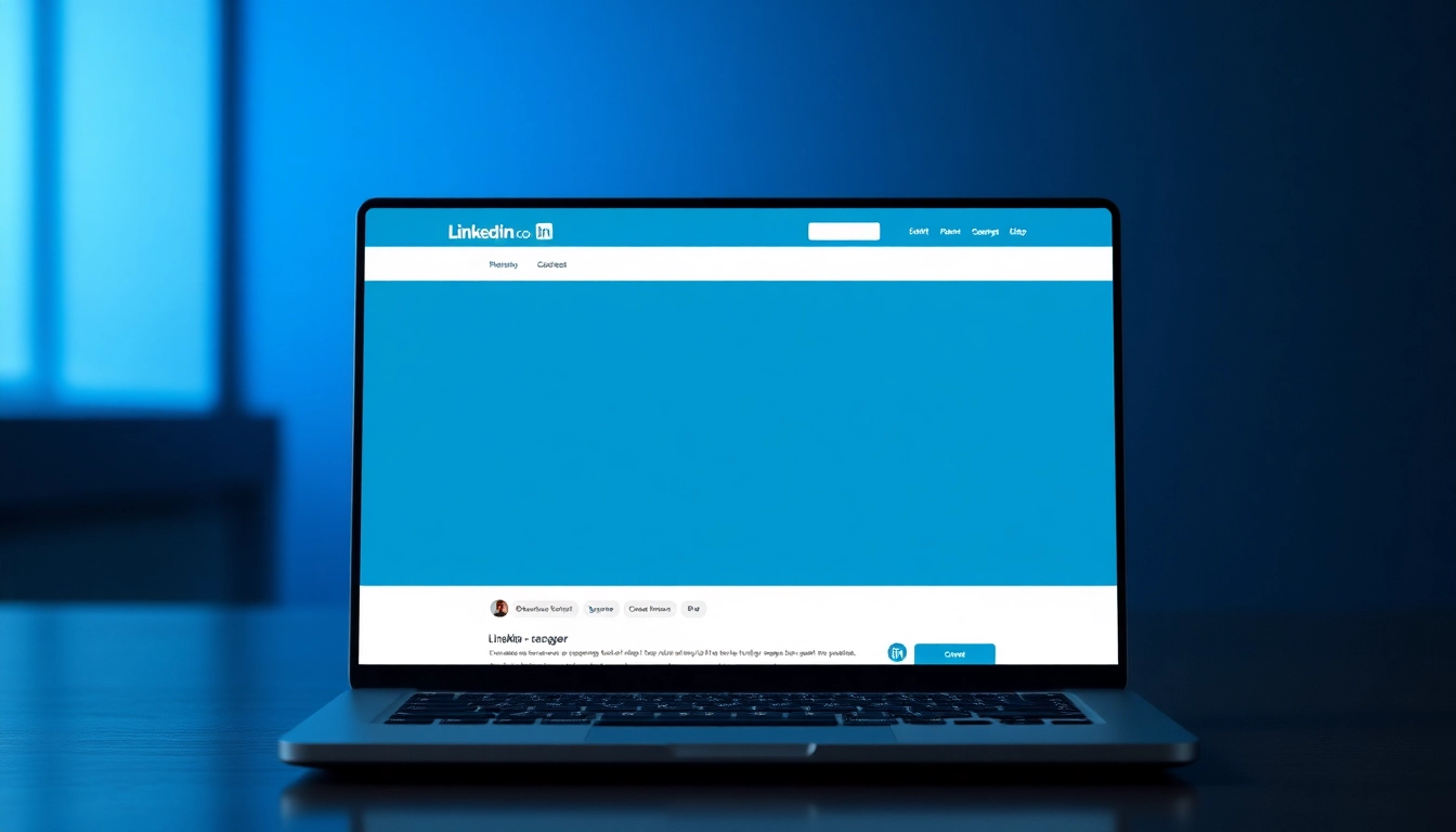 Linkedin Werbung: Professionelles Werbeanzeigendesign auf einem Laptop mit LinkedIn-Oberfläche illustriert.