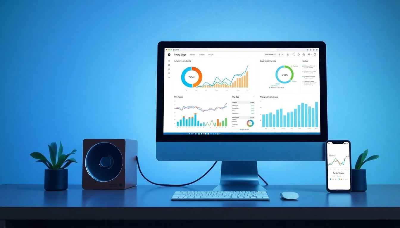 Illustration eines modernen SEO-Tools, das den Web-Rang von Websites überwacht und analysiert.