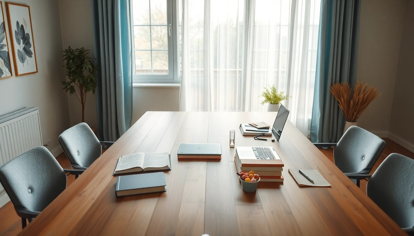 Gestalten Sie einen inspirierenden Raum für Heimunterricht mit Materialien auf einem hellen Tisch und natürlichem Licht.