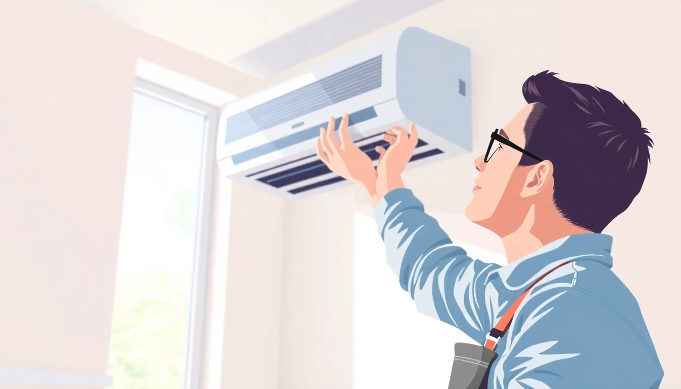 Expertly install Klimaanlagen in a stylish living space, showcasing precision and modernity.