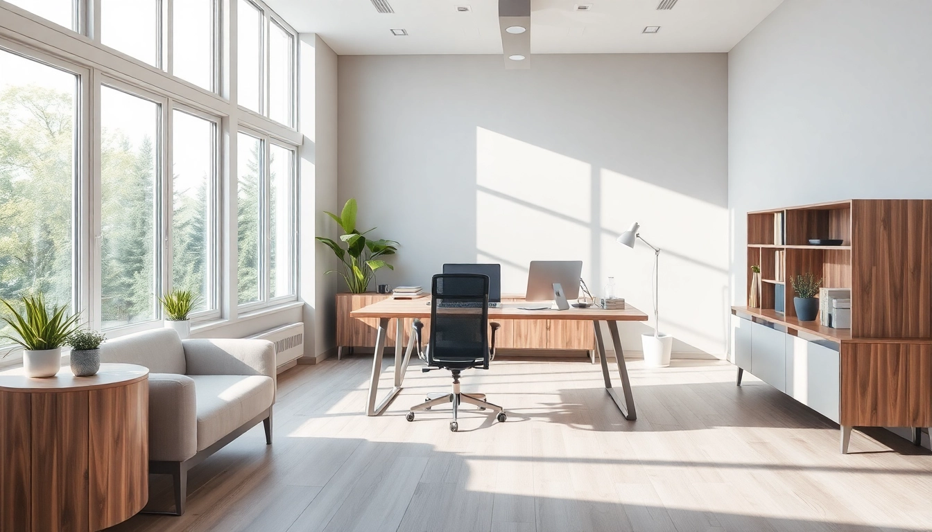 Moderne Büromöbel schaffen eine produktive Arbeitsumgebung mit elegantem Design und praktischer Ergonomie.