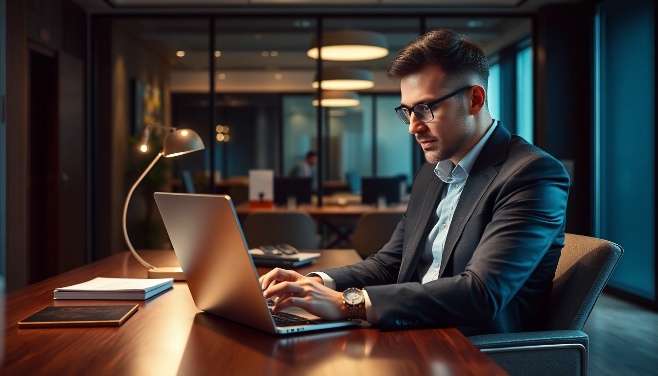 Headhunter Außendienst recherchiert Kandidaten in einem stilvollen Büroumfeld für qualifizierte Vertriebspositionen.