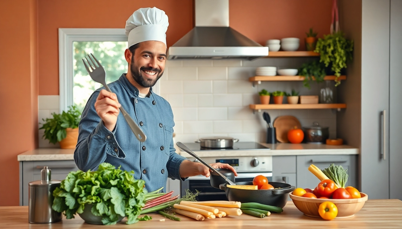 Erleben Sie köstliche Rezepte von https://sommerkocht.ch in einer einladenden modernen Küche, die Freude am Kochen ausstrahlt.