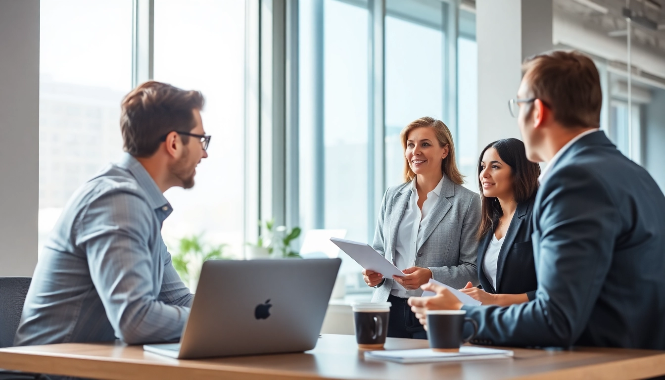 Engage with a professional headhunter exploring Headhunter Sales strategies in a modern office setting.