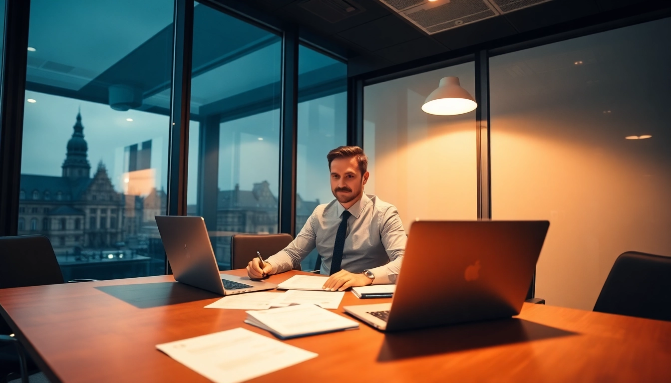 Headhunter Heidelberg bei der Arbeit in einem modernen Büro, professionelles Umfeld, Rekrutierungsprozess