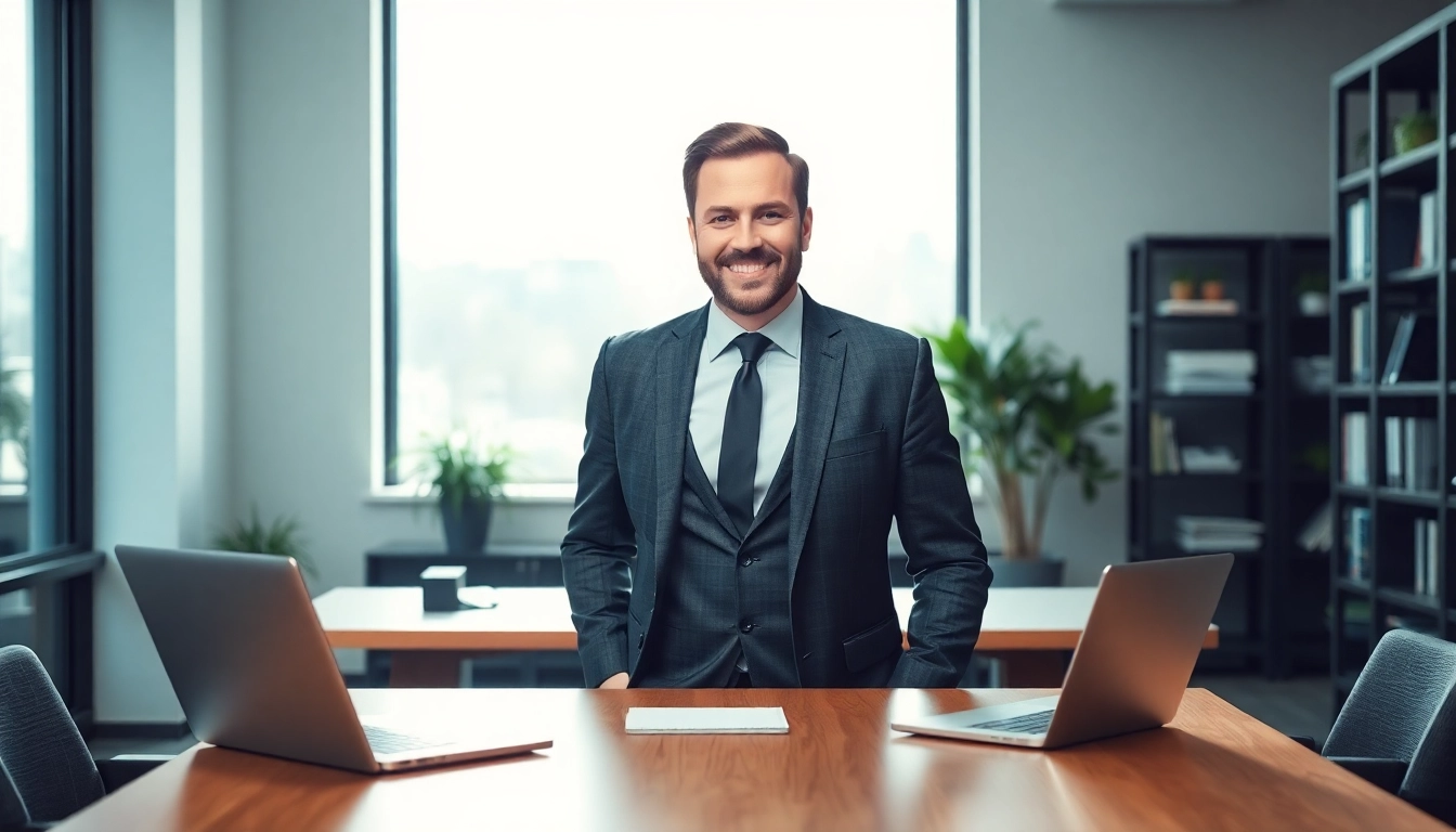 Headhunter in modernem Büro, verkörpert Professionalität und Erfolgswillen.