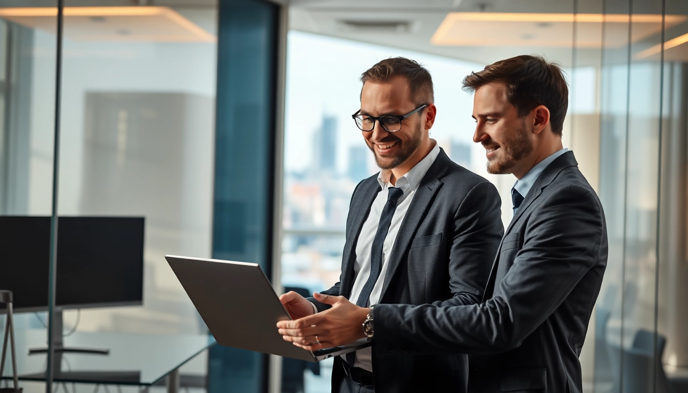 Professioneller Headhunter IT arbeitet mit Laptop in modernem Büro.