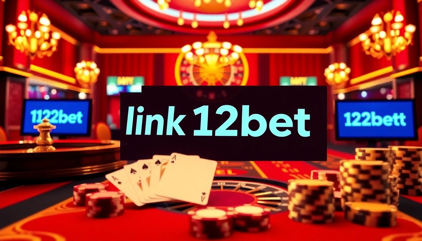 Explore the dynamic gambling scene with link 12bet showcased on a vibrant online interface featuring casino elements.