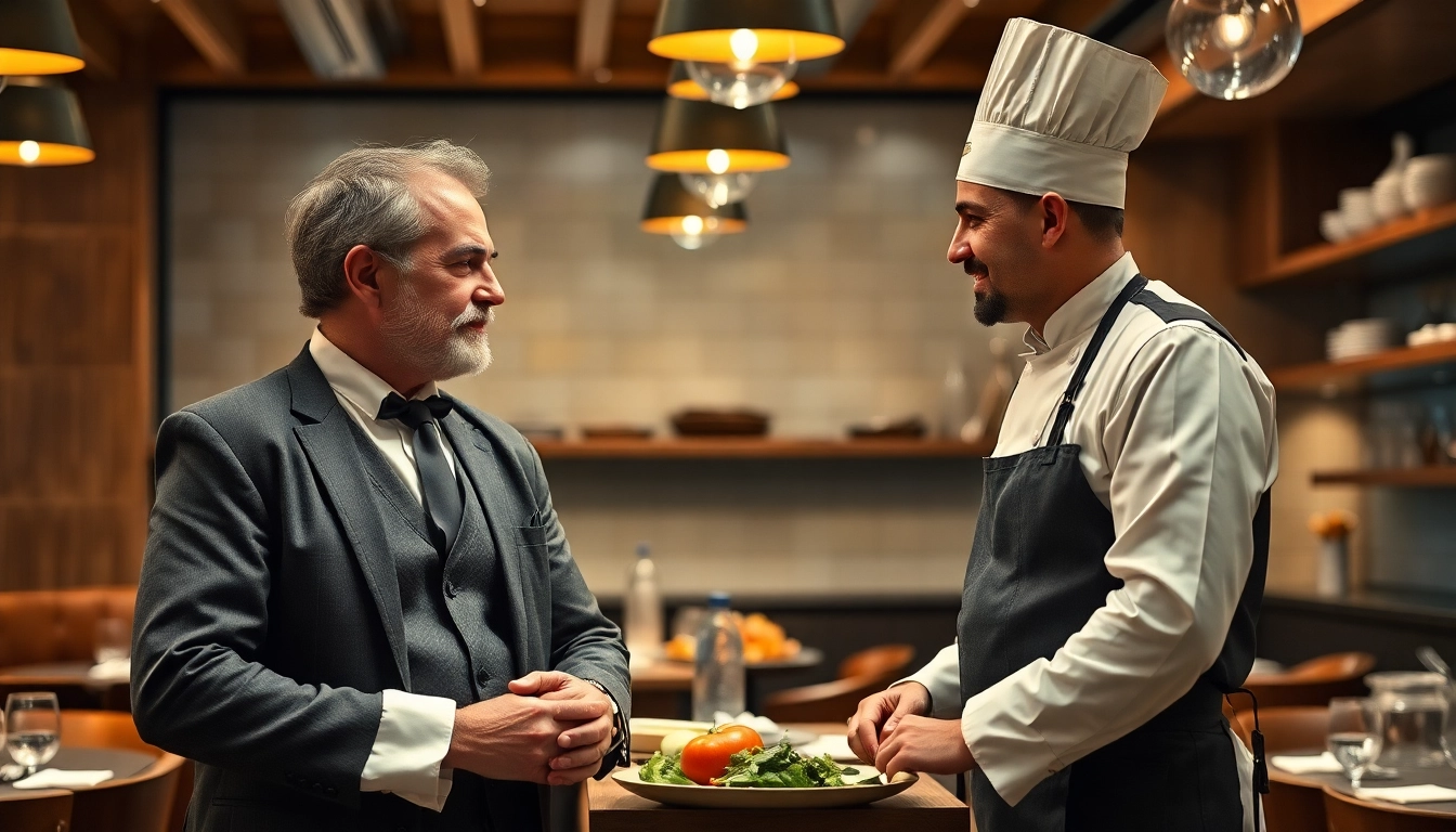 Headhunter Gastronomie im Gespräch mit einem Koch in einer modernen Küche