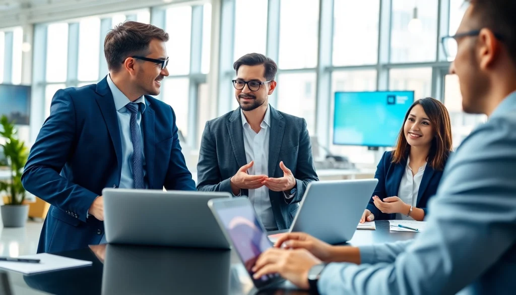 Headhunter IT berät Kunden in einem modernen Büro über IT-Besetzungsstrategien.