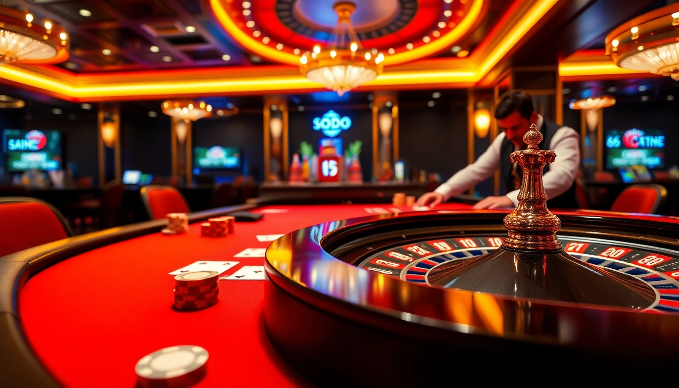Engaging poker action at SODO 66 casino with vibrant chips and cards in play.