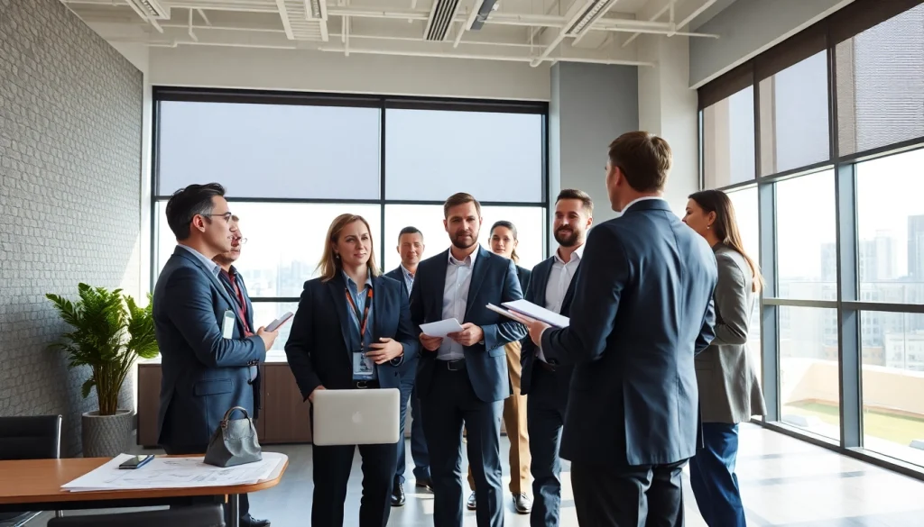 Headhunter Ingenieure engagieren sich in einer lebhaften Diskussion im modernen Büro.