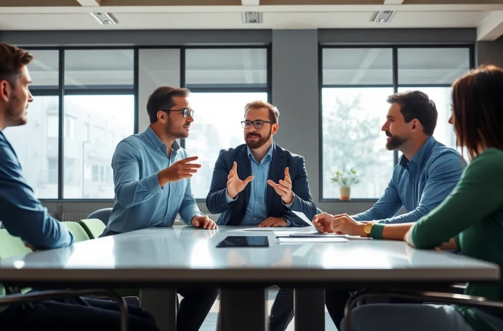 Headhunter Ingenieure in einem modernen Büro, das Beratungsgespräch führt.