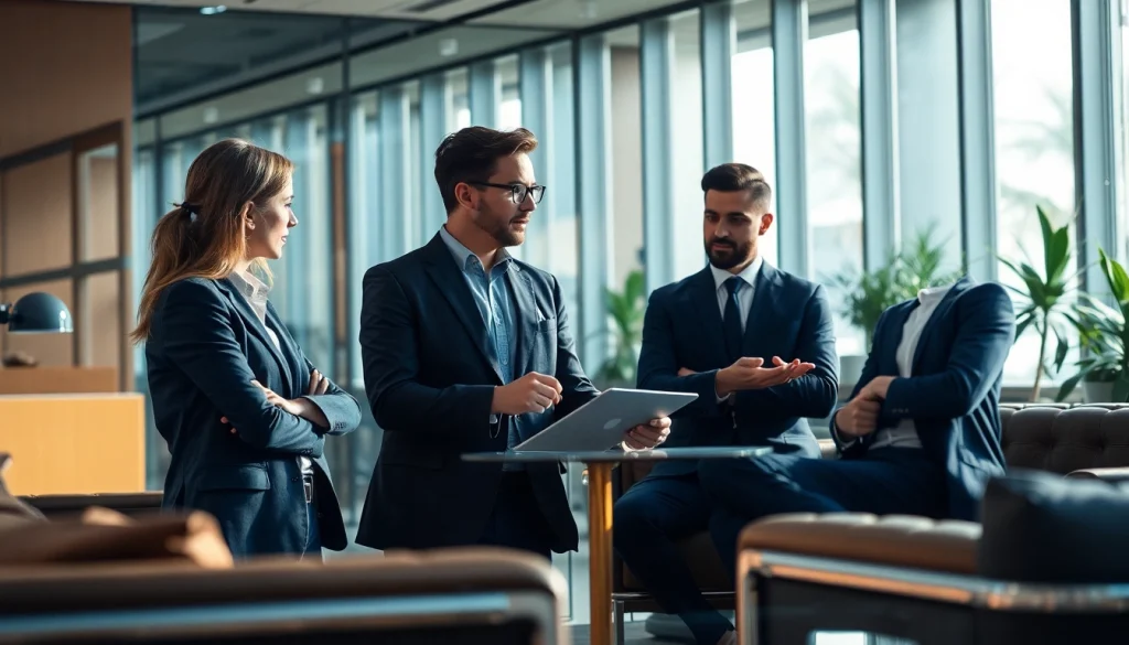Headhunter Ingenieure in einem modernen Büro, die innovative Rekrutierungsstrategien diskutieren.